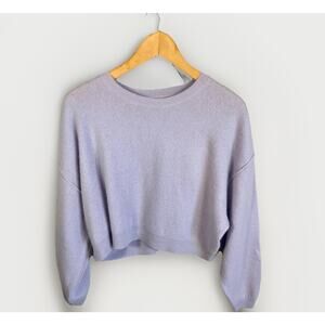 Pilcro 100% Cashmere Sweater Women’s M Lavendar Cropped Boxy Quiet Luxury